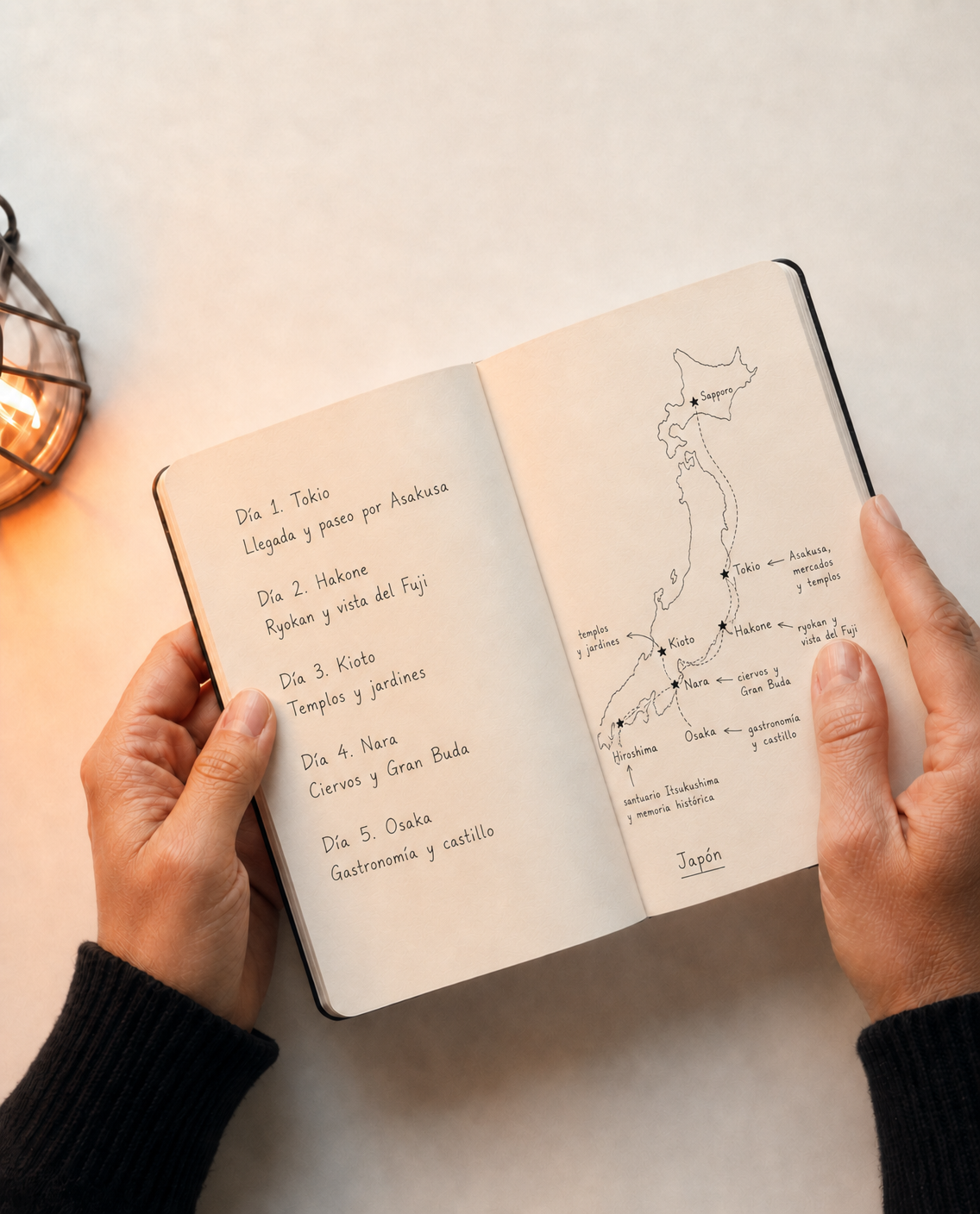 Planificación de un itinerario a medida en un cuaderno de viaje