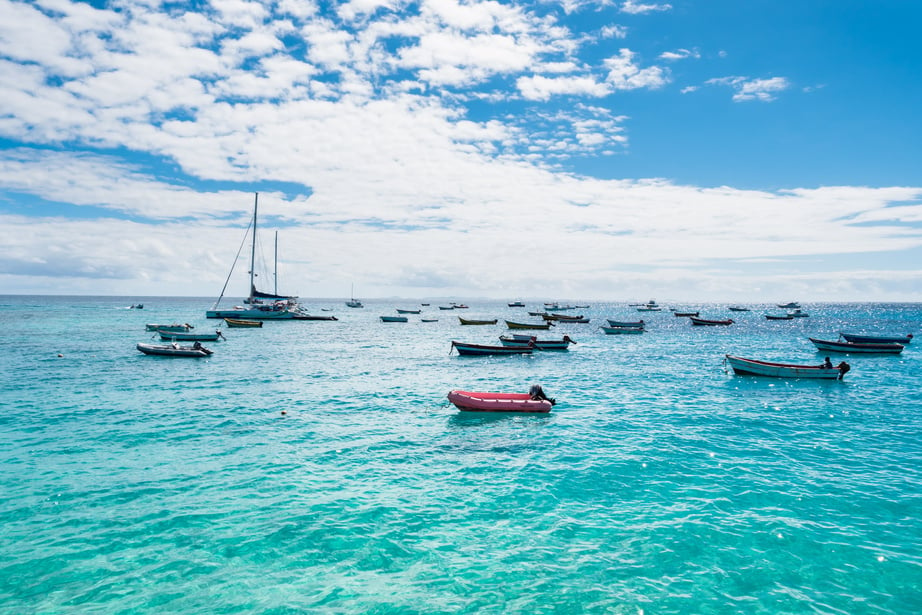 Fisher boats Santa Maria beach in Sal Cape Verde - Cabo Verde