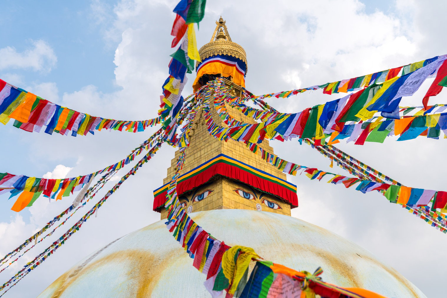 Boudhanath Stupa and Prayer Flags in Kathmandu