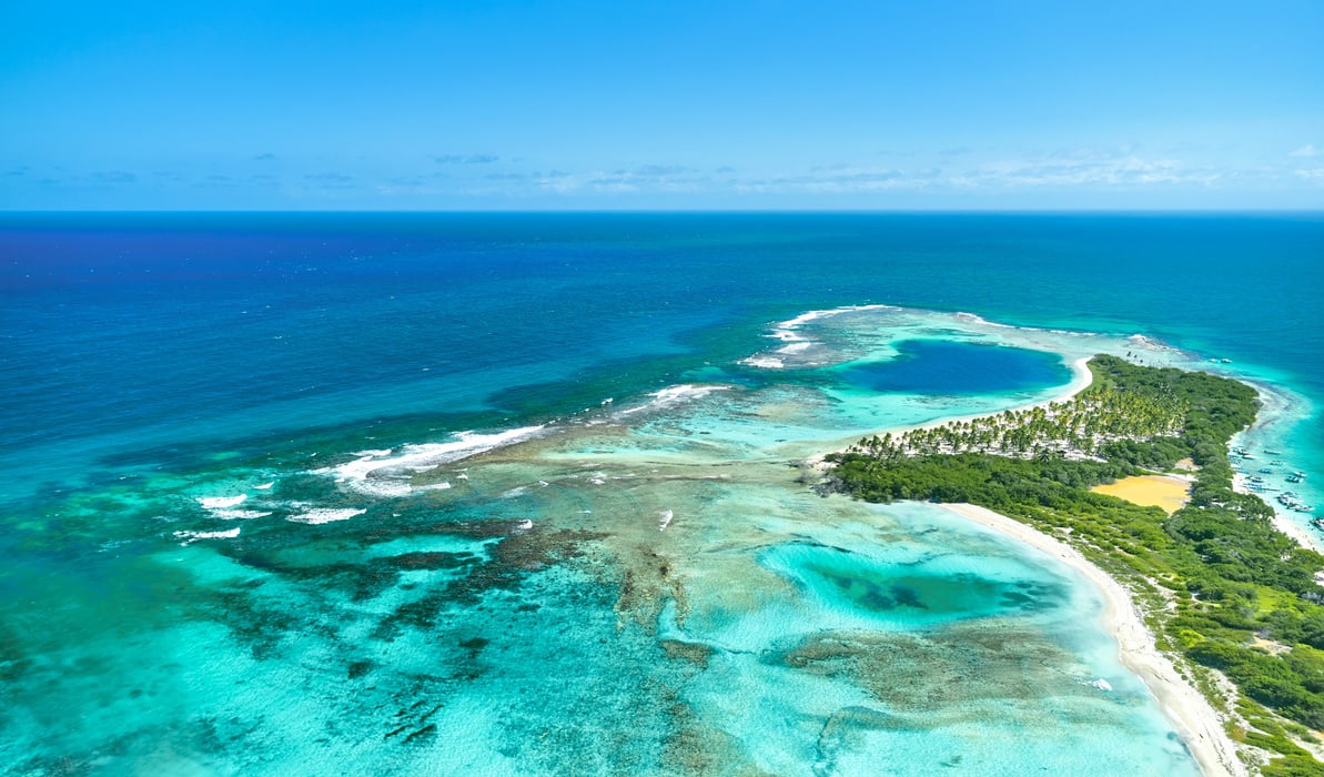 Caribbean Island Paradisiacal - Cayo Sombrero - Morrocoy Venezuela. Aerial View.